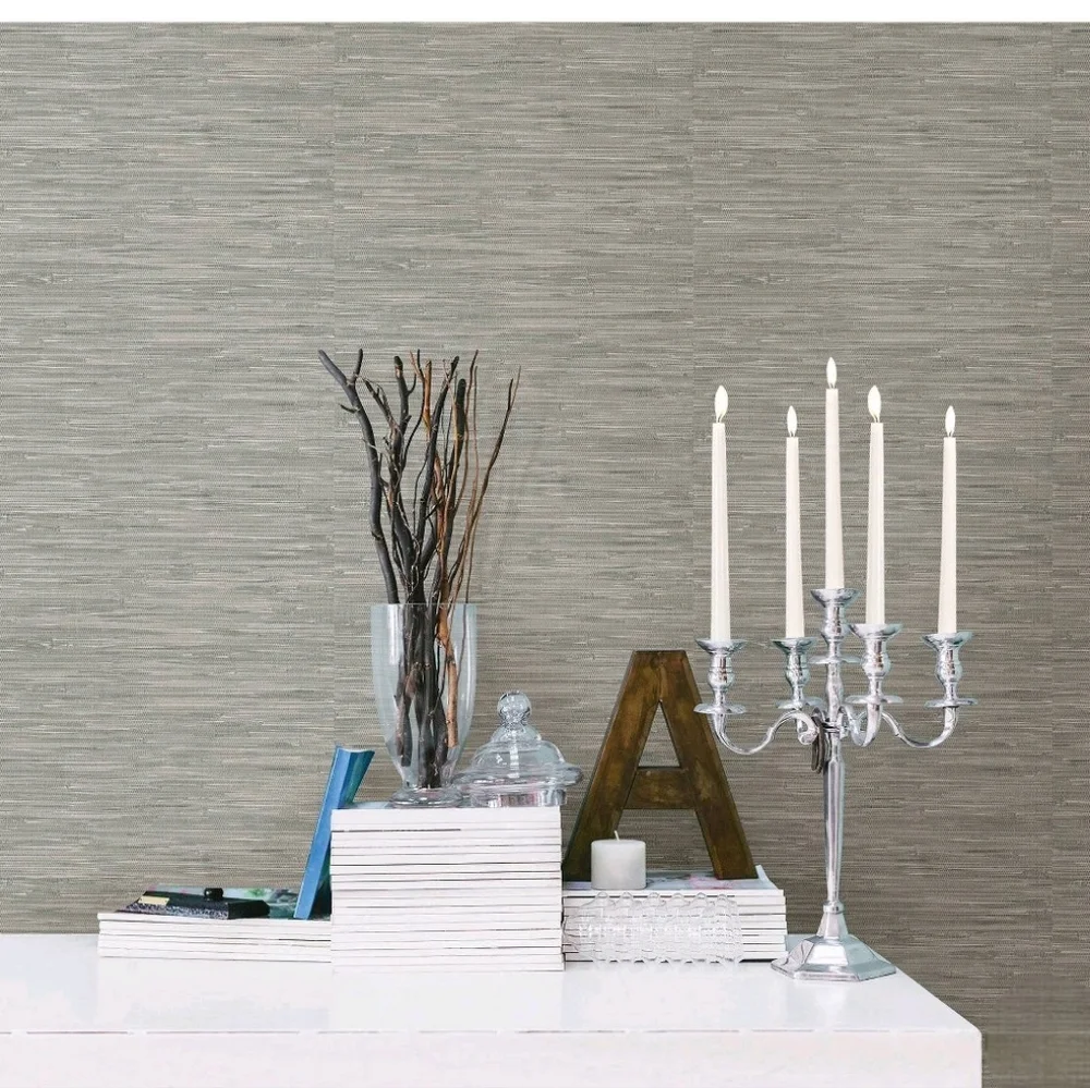 NuWallpaper Tibetan Grasscloth Peel & Stick Wallpaper - Gray